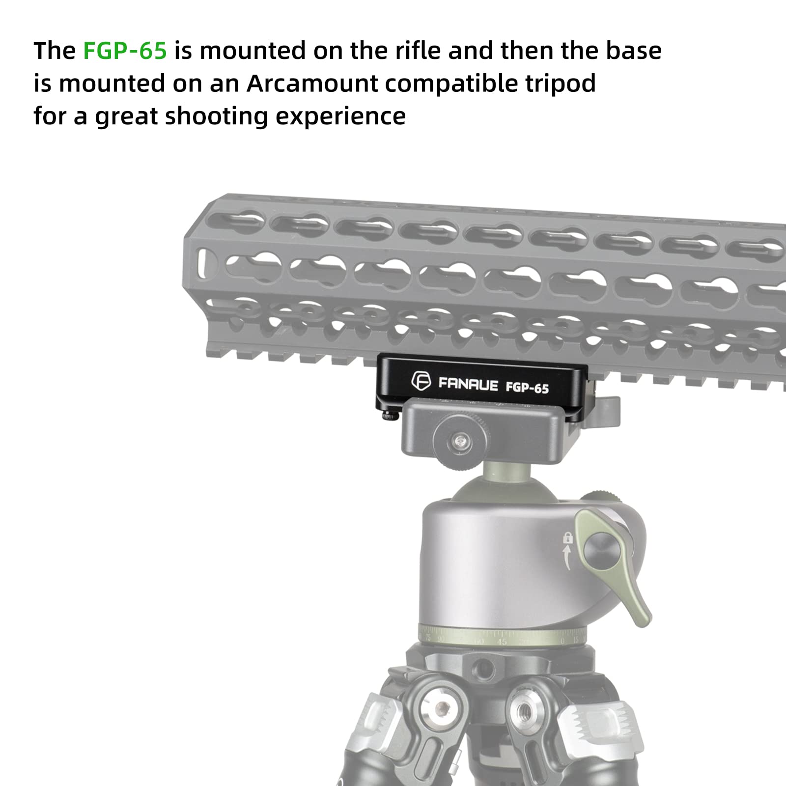 FANAUE FGP-65 Picatinny Arca-Swiss Compatible Rail Plate with Anti-Slip Slot, CNC Machined Aluminum,Tripod Dovetail Adapter Mount