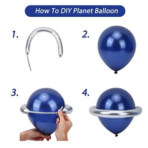 RUBFAC Space Party Decorations Balloon Garland Kit, Universe Space Planets Party Supplies UFO Rocket Astronaut Navy Blue Silver Foil Latex Balloons for Boys Kids