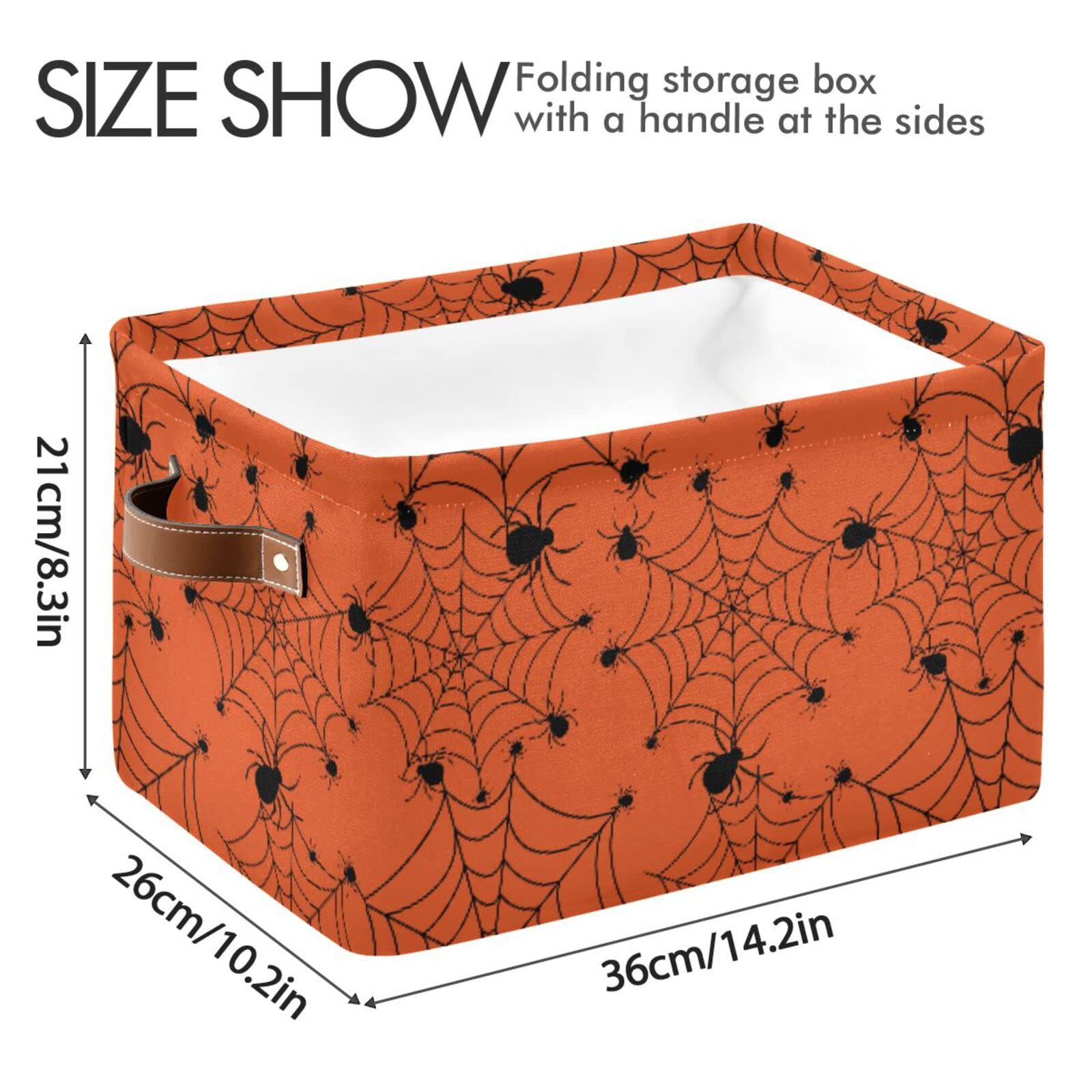 ALAZA Halloween Spiderweb Orange Foldable Storage Box Storage Basket Organizer Bins with Handles for Shelf Closet Living Room Bedroom Home Office 1 Pack