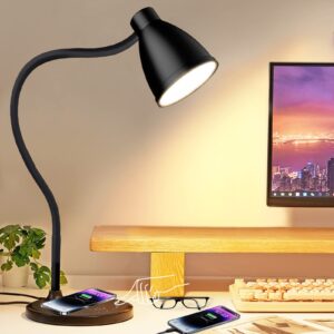 libreath desk lamp with usb charging port table lamp wireless charger dimmable dorm lamp 5 colors 7 brightness levels touch bedside table lamps gooseneck reading light for home office