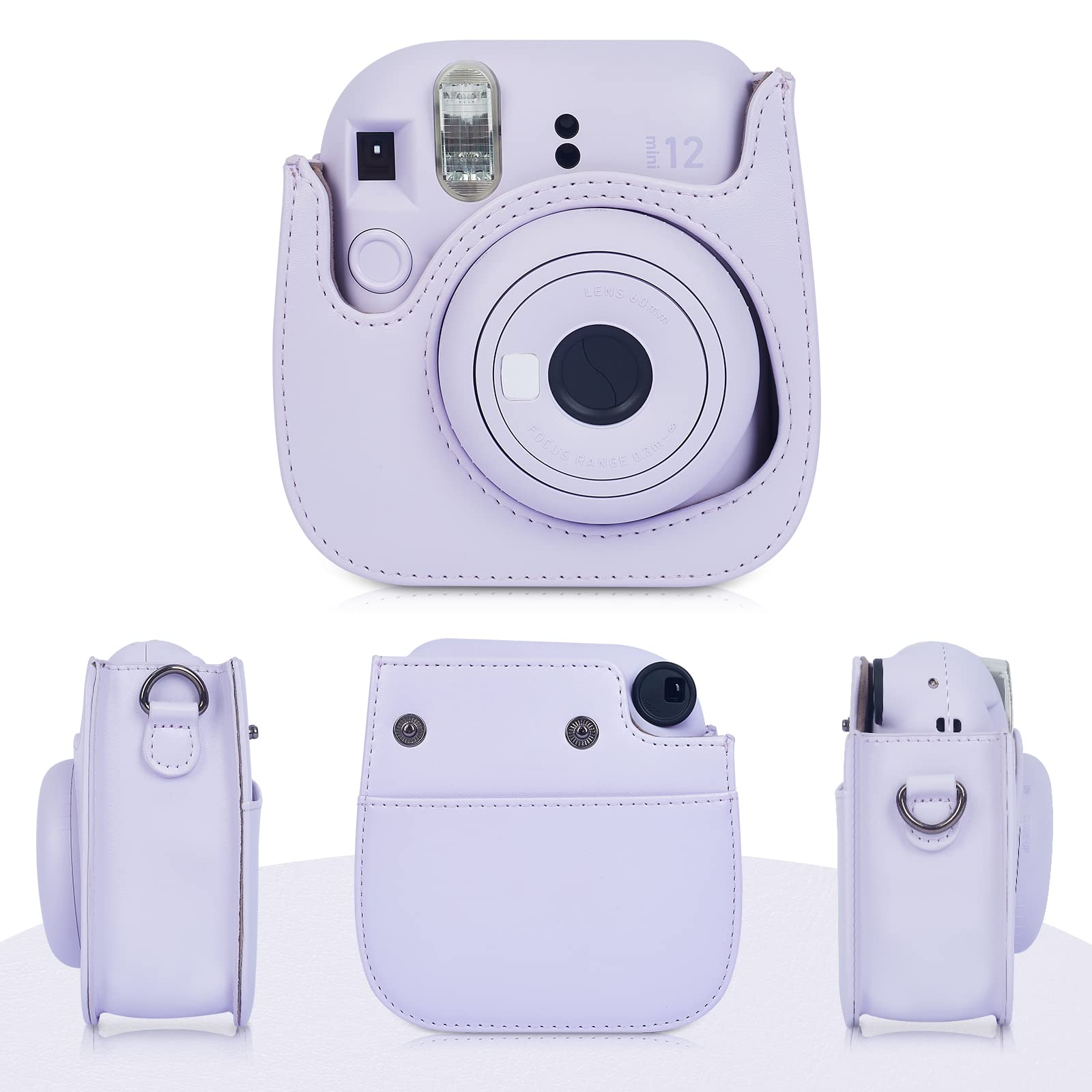 Phetium Instant mini 12 Camera Protective Case Compatible with Instax Mini 12 11,PU Leather Bag with Pocket and Adjustable Shoulder Strap(Lilac Purple)