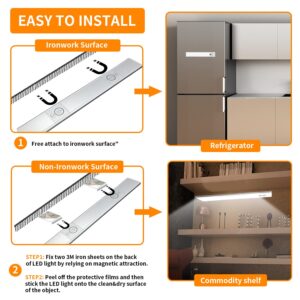 EAUTOR Under Cabinet Lights, Motion Sensor Light - 126 LED USB-C Rechargeable Wireless Closet Lights Battery Operated Magnetic Adhesive Stick On Light Strip for Kitchen (2 Pack)