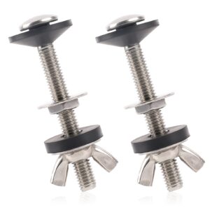 2pcs universal toilet bolts toilet tank to bowl bolt kits with rubber washers toilet tank replacement kit butterfly nuts stainless steel toilet seat screws extra long nut screw for fastening (silver)