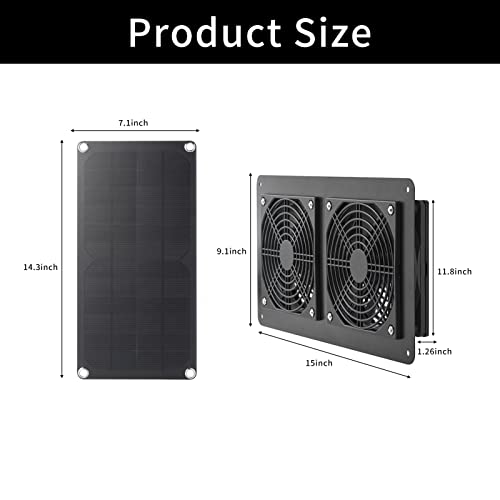 Aumotop 10W Solar Powered Dual Fan, Solar Vent Exhaust Fan High Speed Air Flow Outside Kit, Waterproof Outdoor Solar Panel Fans for Chicken Coops, Greenhouses, Sheds, Pet Houses, Windows