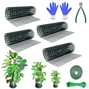 chicarry moss pole diy kit, metal moss pole for plants monstera, 4pcs 8.3in×3.3ft steel moss pole mesh with plier, cable ties, max 7pcs 23" sphagnum moss pole (13.2ft wire mesh with plier)