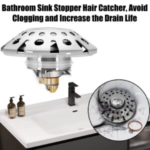 AzWzz Bathroom Sink Stopper,Sink Hair Catcher,Bathroom Sink Drain Strainer Pop Up Drain Cover Plug,Universal for 1-1/4 to 1-5/8in Sink Drain Hole