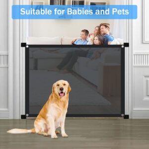 Dog Gates for The House 40'' X 30'', Mesh Baby Gate for Stairs, Portable Folding Magic Pet Gates for Dogs Easily Install Anywhere, No Drilling Puppy Gate for Stairs/Hallways/Doorways/Indoor Outdoor