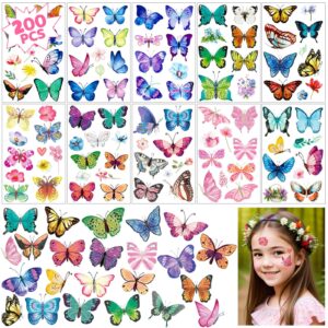 200pcs butterfly tattoos temporary for kids/women, colorful & waterproof butterfly temporary stickers for party favors/gifts/decoration…