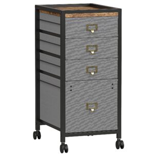 alkmaar 4 drawer vertical mobile file cabinet fits a4 or letter size, rustic grey