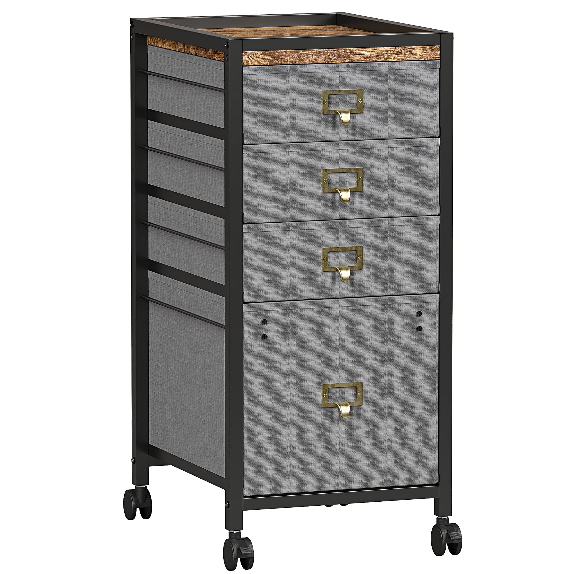 Alkmaar 4 Drawer Vertical Mobile File Cabinet Fits A4 or Letter Size, Rustic Grey