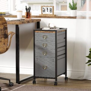 Alkmaar 4 Drawer Vertical Mobile File Cabinet Fits A4 or Letter Size, Rustic Grey