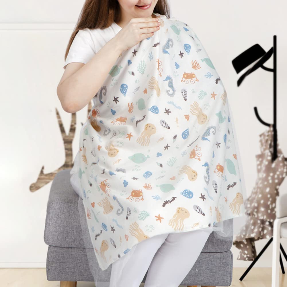 2pcs Nursing Cover for Breastfeeding, Cotton Nursing Cover Breastfeeding Cover with Adjustable Strap Comfortable Breathable Soft Breast Feeding Towel Privacy Feeding Cover with No See Through Type 5