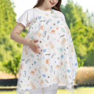 2pcs Nursing Cover for Breastfeeding, Cotton Nursing Cover Breastfeeding Cover with Adjustable Strap Comfortable Breathable Soft Breast Feeding Towel Privacy Feeding Cover with No See Through Type 5