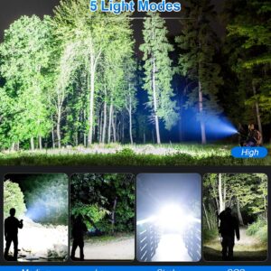 NJ FOREVER Rechargeable Flashlight High Lumens, 150000 Lumens Super Bright LED Flash Light, 5 Light Modes, IPX6 Waterproof Powerful Handheld Flashlight for Camping Hiking Outdoor