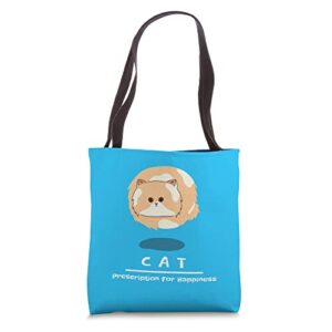 cute big cat fur ball prescription for happiness graphic tote bag