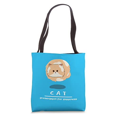 Cute Big Cat Fur Ball Prescription For Happiness Graphic Tote Bag