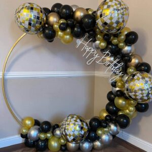 Colorful Disco Balloons 22 Inch 6 Pack Round Metallic Disco Balloons for Disco Party Decorations Back to 70s 80s 90s Retro Party Decorations