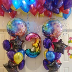 Colorful Disco Balloons 22 Inch 6 Pack Round Metallic Disco Balloons for Disco Party Decorations Back to 70s 80s 90s Retro Party Decorations