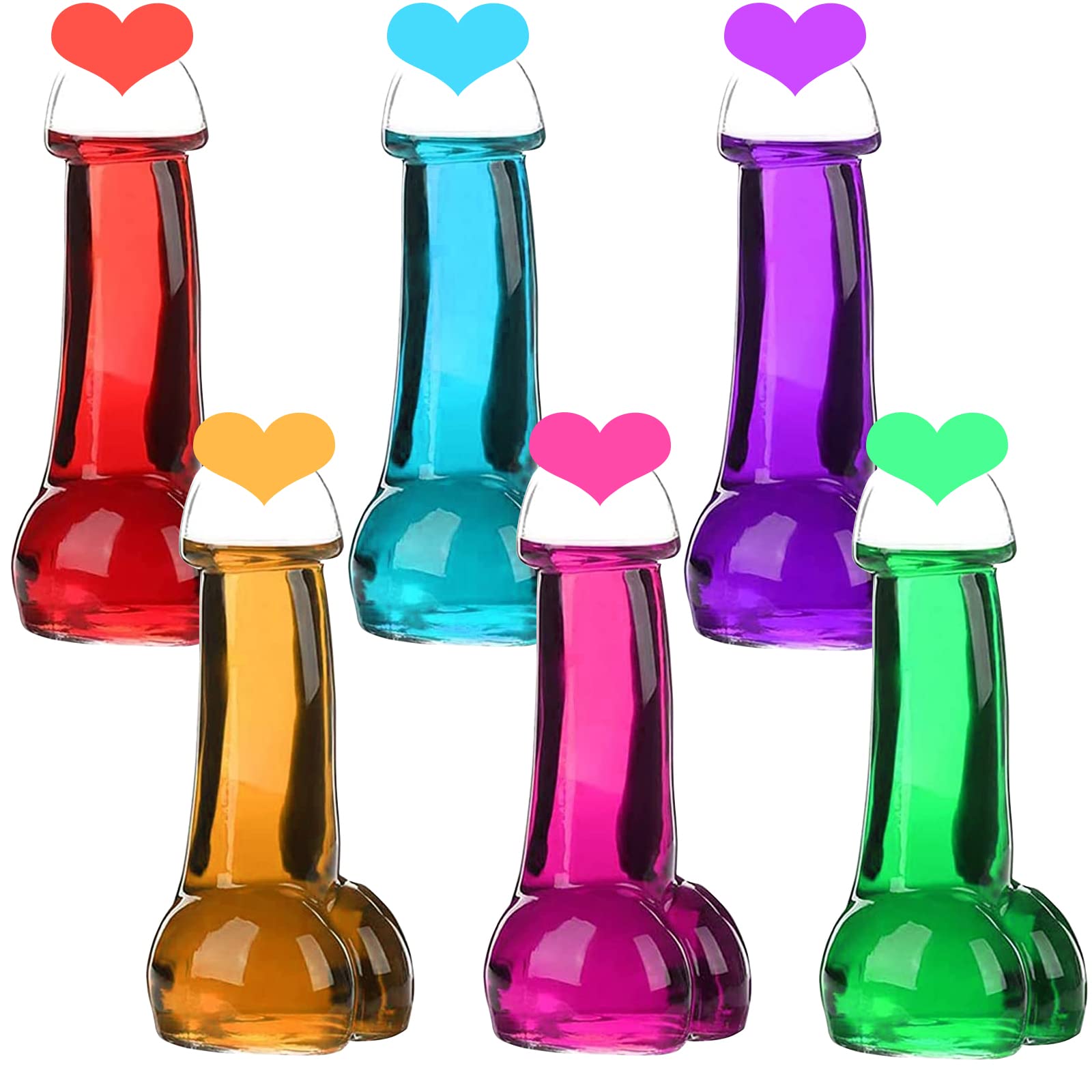 Ricawa Creative Wine Glasses - Wine Glasses Set of 6 - Funny Novelty Stem Shape Cocktail Wine Glass for Bars Night Clubs Bachelorette Party Birthday Decor