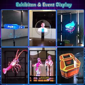 3D Hologram Fan Display-APP Controlled 16.9 Inch Holographic Projection LED Fan Display Advertising Projector with 256 LEDs 800+ Free 3D Video Library for Business Store Signs, Bar, Event, Exhibition