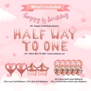 1/2 Birthday Girl Decorations Half Birthday Decorations Half Way To One Baby Girl Outfit 6 Months Birthday Decorations Half Way To One Balloons Banner Halfway To One Baby Girl Half Way To First