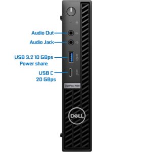 Dell OptiPlex 7000 Micro Desktop Computer, Intel Core i7-12700T Upto 4.7GHz - 64GB RAM, 256GB NVMe SSD, Wi-Fi 6E, Bluetooth, USB Type-C, DisplayPort, HDMI - Windows 11 Pro