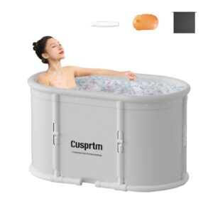 cusprtm portable bathtub for adults, foldable installation-free collapsible bathtub with storage bag, high-density insulation materials, family spa soaking tub for shower stall