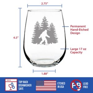 Bigfoot Stemless Wine Glass - Funny Bigfoot Gifts for Sasquatch Enthusiasts - 17 Oz Wine Glasses