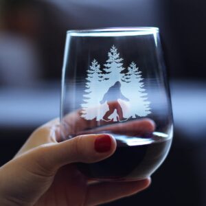 Bigfoot Stemless Wine Glass - Funny Bigfoot Gifts for Sasquatch Enthusiasts - 17 Oz Wine Glasses