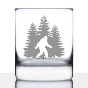 bigfoot whiskey rocks glass - funny bigfoot gifts for sasquatch enthusiasts - 10.25 oz rocks glasses