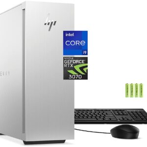 HP Envy Gaming Desktop PC, 12th Gen Intel 16-Core i9-12900 (up to 5.1 GHz), NVIDIA GeForce RTX 3070, 64GB RAM, 2TB SSD+2TB HDD, Wi-Fi 6, Bluetooth 5.2, USB, RJ45, Windows 11, Keyboard&Mouse, w/Battery