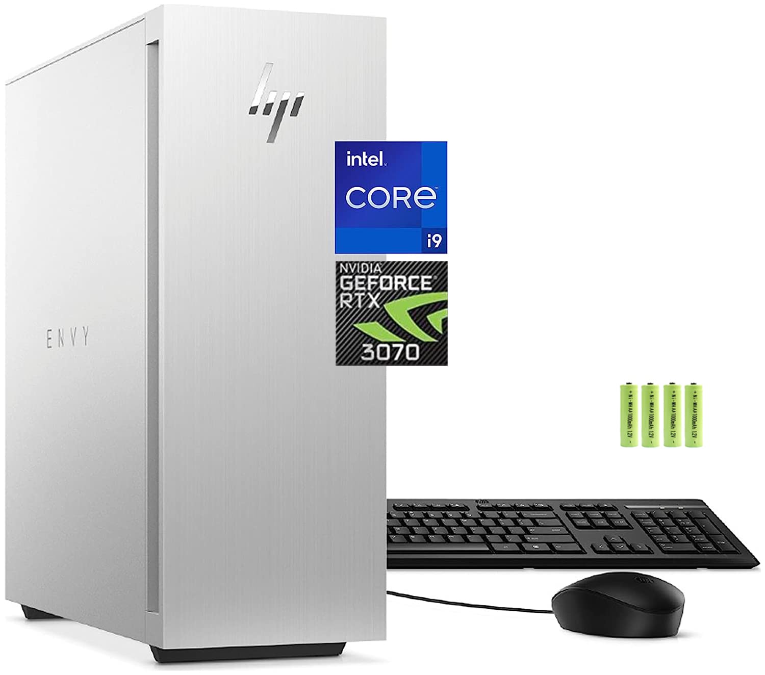 HP Envy Gaming Desktop PC, 12th Gen Intel 16-Core i9-12900 (up to 5.1 GHz), NVIDIA GeForce RTX 3070, 64GB RAM, 2TB SSD+2TB HDD, Wi-Fi 6, Bluetooth 5.2, USB, RJ45, Windows 11, Keyboard&Mouse, w/Battery