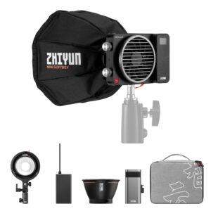 zhiyun molus x100 pro 100w cob led video light, 2700k~6500k camera light, cri 95+ tlci 97+ with app control photography lighting (x100-pro)