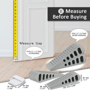 JQK Rubber Door Stopper Wedge, Grey 2 Pack Soft TPR Premium Door Stops for Bottom of Heavy Duty Door on Tile, Concrete, Carpet, Wooden Floor, DSB61-GY-P2