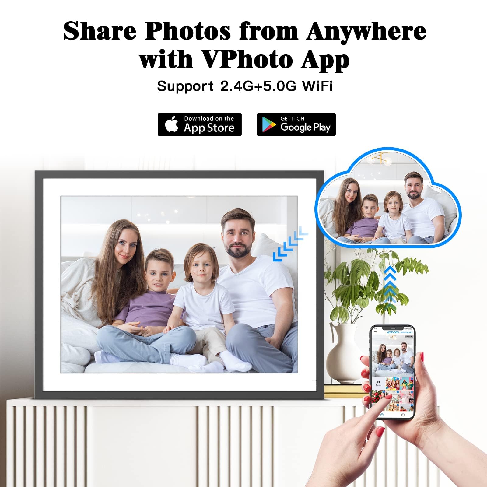 17-Inch 32GB WiFi Digital Photo Frame with Auto-Rotate, Unlimited Cloud Storage, App/Email Photo Sharing