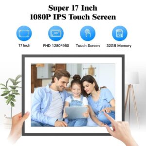 17-Inch 32GB WiFi Digital Photo Frame with Auto-Rotate, Unlimited Cloud Storage, App/Email Photo Sharing