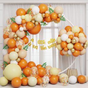 rubfac 141pcs little cutie balloon garland kit orange yellow white confetti latex balloons for baby shower tangerine theme birthday party decorations