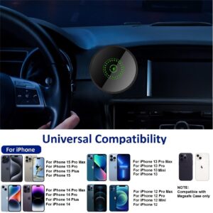 20W Magnetic Wireless Car Mount Charger, Compatible with MagSafe Car Charger Wireless Magnet Car Phone Holder Fast Charging for iPhone 14 15 Pro Max/14 Plus and 13/12 Series, Black