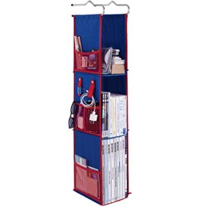 storageworks hanging locker organizer for school, 3-shelf hanging locker ladder with hook, blue with red trim, 1-pack