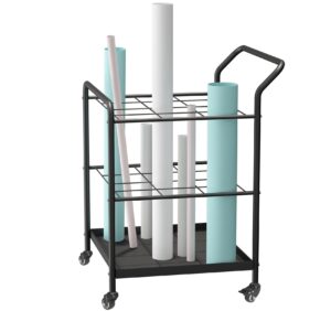 blueprint roll file holder storage - 12 slots rack cart,wire bin roll file, made for maps, plans, drawings, and tubes, yoga mat and gym storage rack cart with wheels,files sorter poster holder