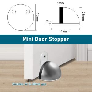 KOLAKO Magnetic Door Stops, 4 Pack Door Stoppers for Bottom of Door, Brushed Stainless Adhesive Floor Wall Mount Magnet Doorstops Dome Door Holders No Drill Magnetic Door Stoppers, Silver