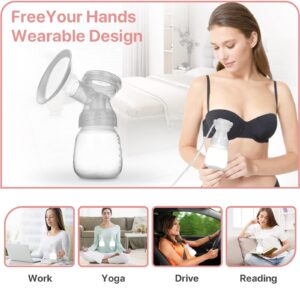 Double Breast Pump Auto Massage Low Noise Electric Breast Pump LCD Touch Screen Breast Pump, Hands Free Mommy, 3 Modes & 9 Levels, 22mm (white11)