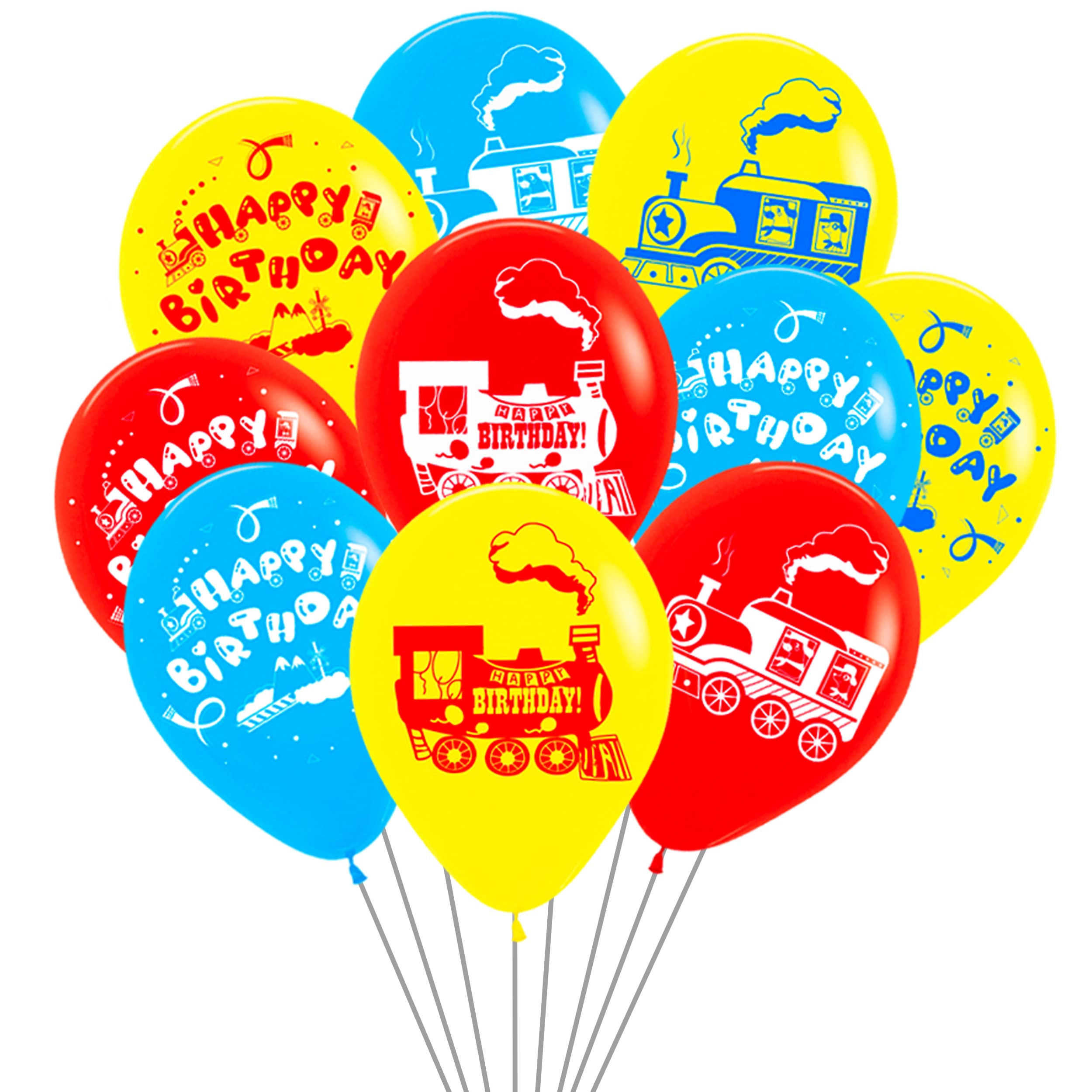 Train Party Decorations Train Birthday Party Supplies Railroad Happy Birthday Party Banners Cake Topper Steam Train Cupcake Toppers Railway Vehicle Ballons for Train Theme Baby Shower Supplies