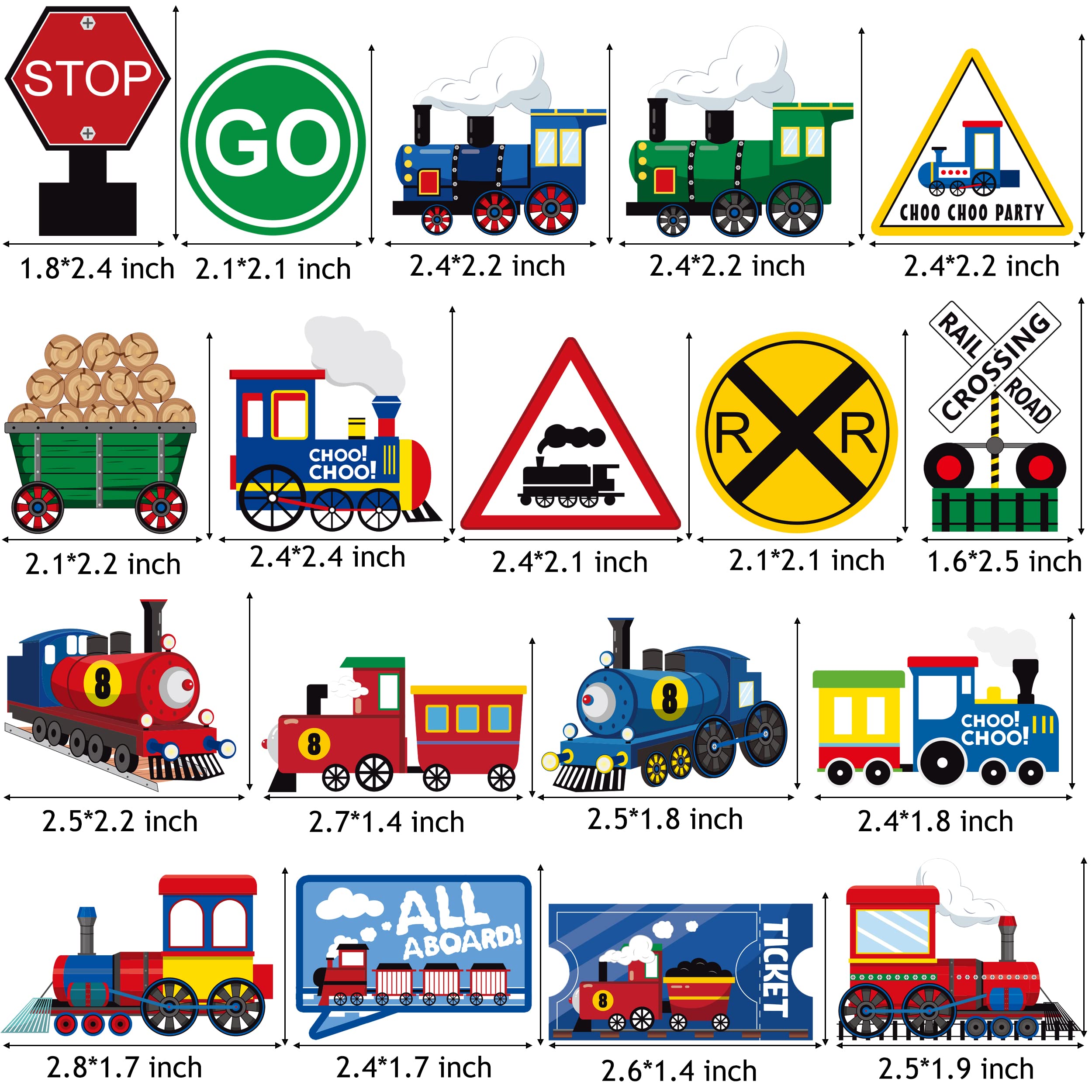 Train Party Decorations Train Birthday Party Supplies Railroad Happy Birthday Party Banners Cake Topper Steam Train Cupcake Toppers Railway Vehicle Ballons for Train Theme Baby Shower Supplies