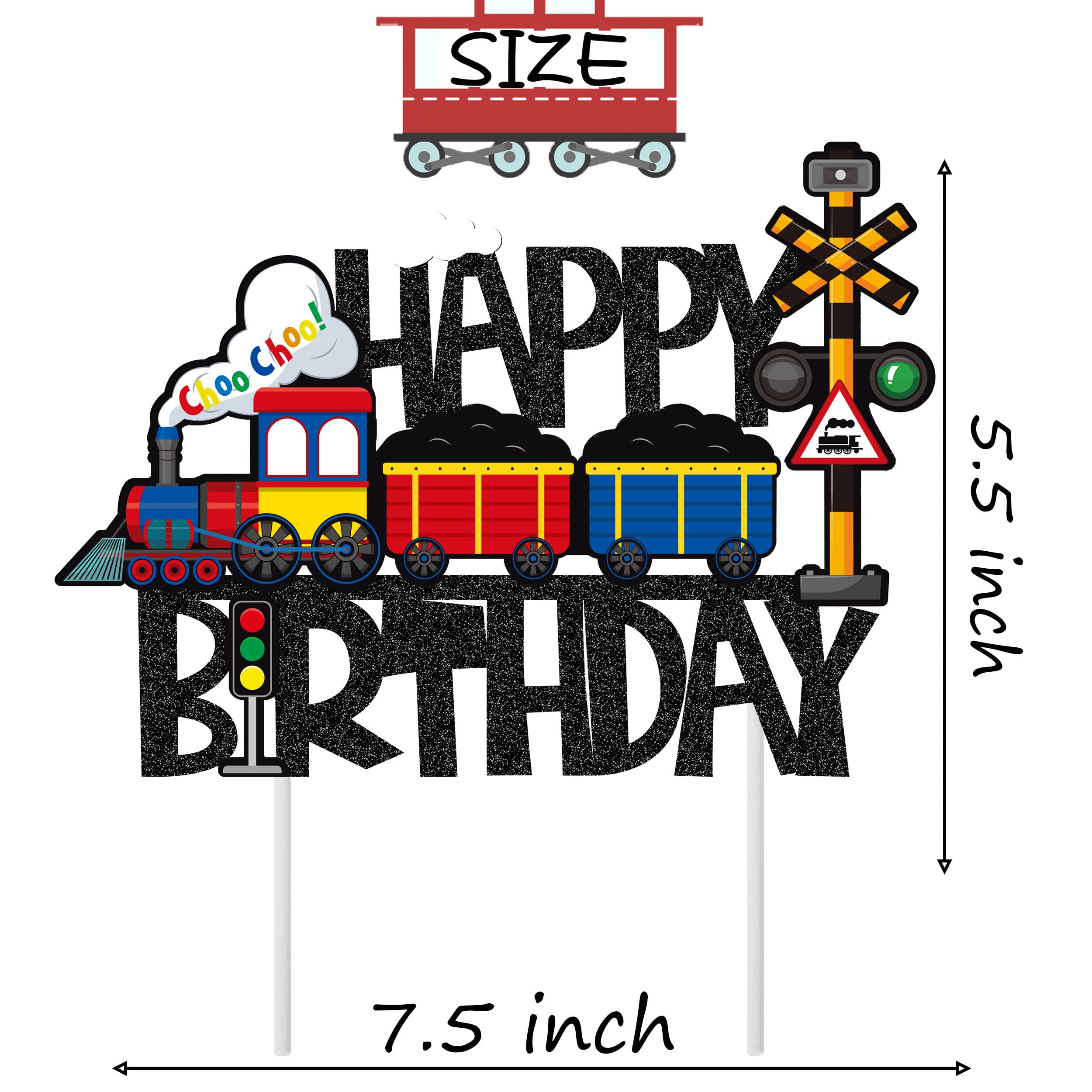 Train Party Decorations Train Birthday Party Supplies Railroad Happy Birthday Party Banners Cake Topper Steam Train Cupcake Toppers Railway Vehicle Ballons for Train Theme Baby Shower Supplies