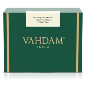 vahdam, butterfly pea flower tea (1.76oz) 100+ cups | delicate & earthy | vacuum sealed for freshness | butterfly pea flower loose leaf tea | brew iced tea, cooking, mocktails & cocktails