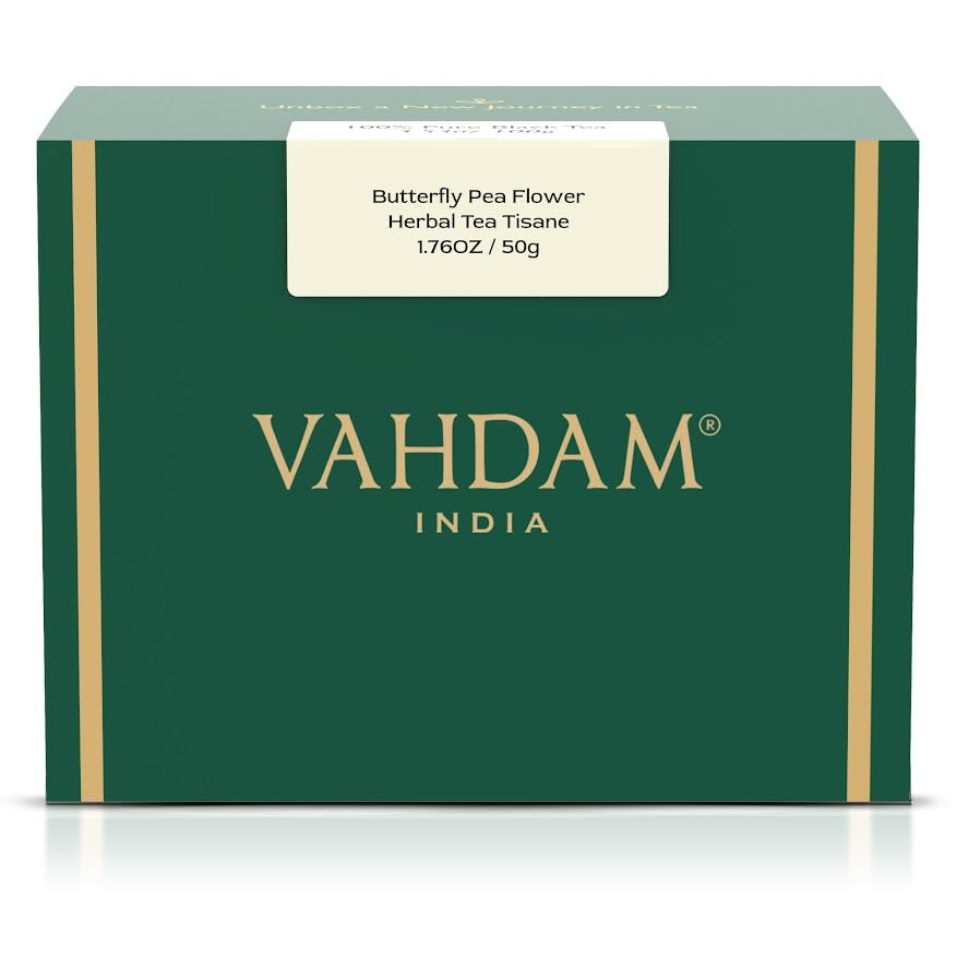 VAHDAM, Butterfly Pea Flower Tea (1.76oz) 100+ Cups | Delicate & Earthy | Vacuum Sealed for Freshness | Butterfly Pea Flower Loose Leaf Tea | Brew Iced Tea, Cooking, Mocktails & Cocktails