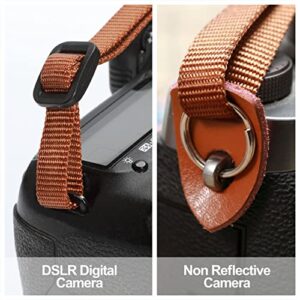 Padwa Lifestyle Pentagram Embroidered Camera Strap - Double Layer Cowhide Ends,2" Cotton Woven Camera Straps, Adjustable Vintage Neck & Shoulder Strap for All DSLR Cameras,Great Gift for Photographers
