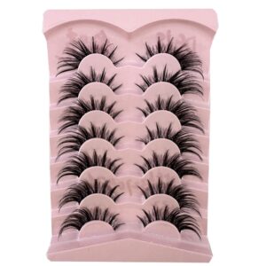 AMSDCN 7Pairs Cat Eye Eyelashes manga Lashes 3D Clear Band Lashes natural Half Lashes End Eye Elongated Mink Eyelashes Fluffy Eyelashes (07)