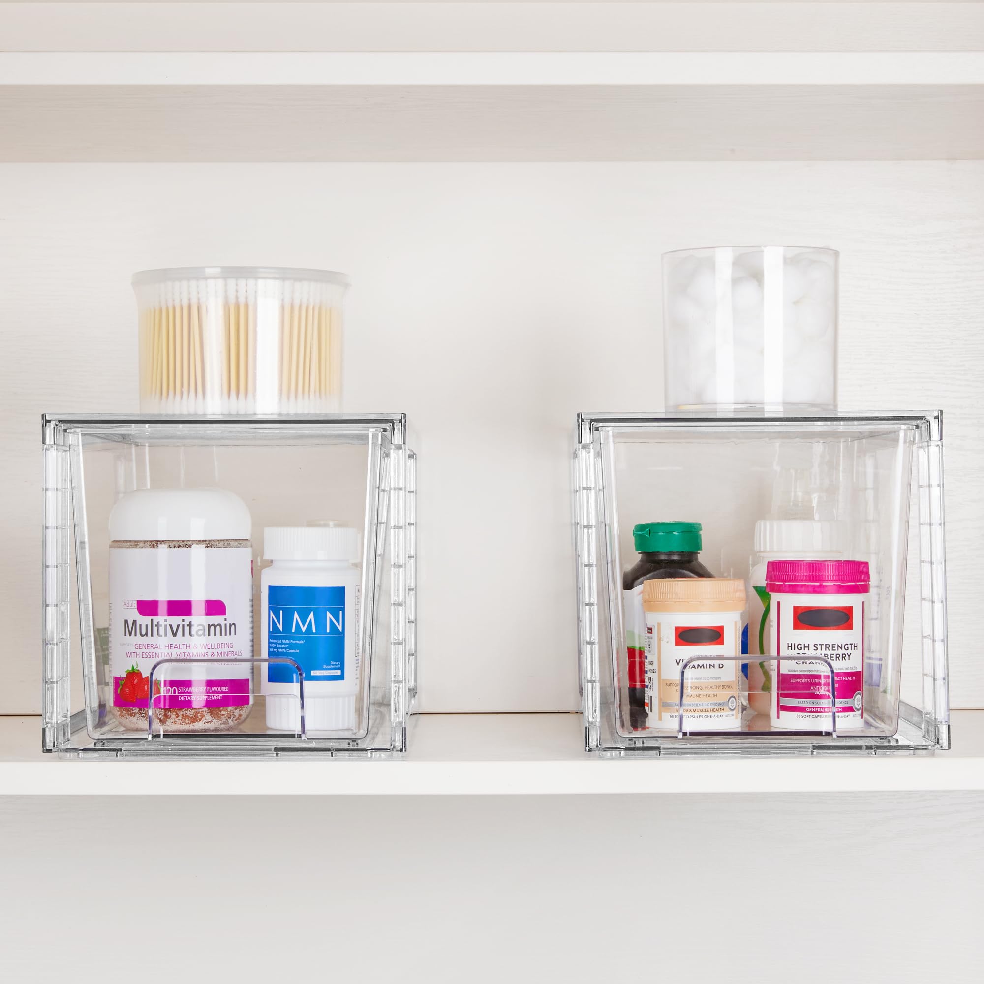 Vtopmart 2 Pack Large Stackable Storage Drawers,Clear Acrylic Drawer Organizers with Handles, Easily Assemble for Bathroom,Kitchen Undersink,Cabinet,Closet,Makeup,Pantry organization and Storage